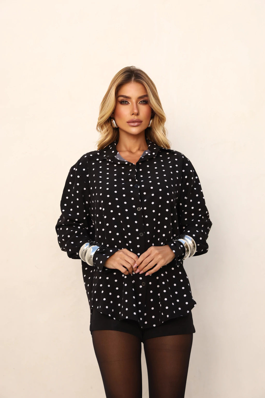 Camisa Estampada Daisy Preto